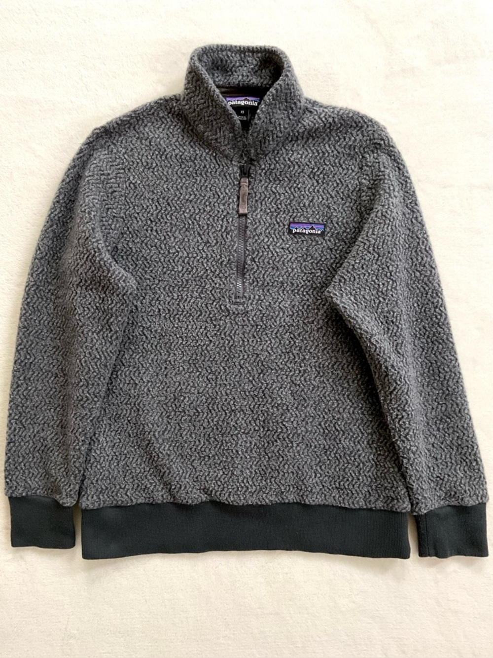 Patagonia Woolyester Quarter Zip Pullover Forge Grey XS Wool Blend Fleece 26950